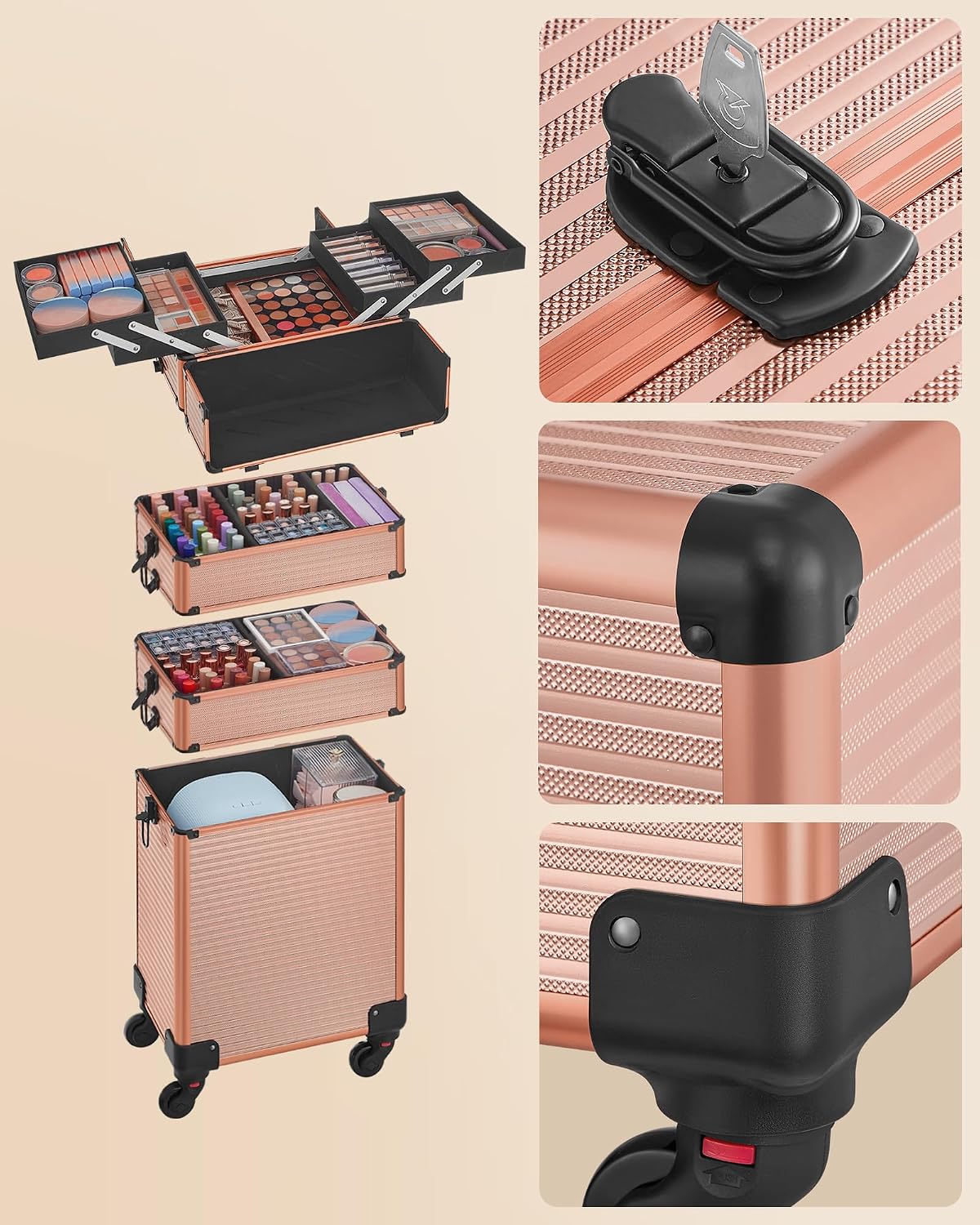 SONGMICS Lockable Cosmetic Case Trolley 34 x 24 x 79.3 cm – Bild 3