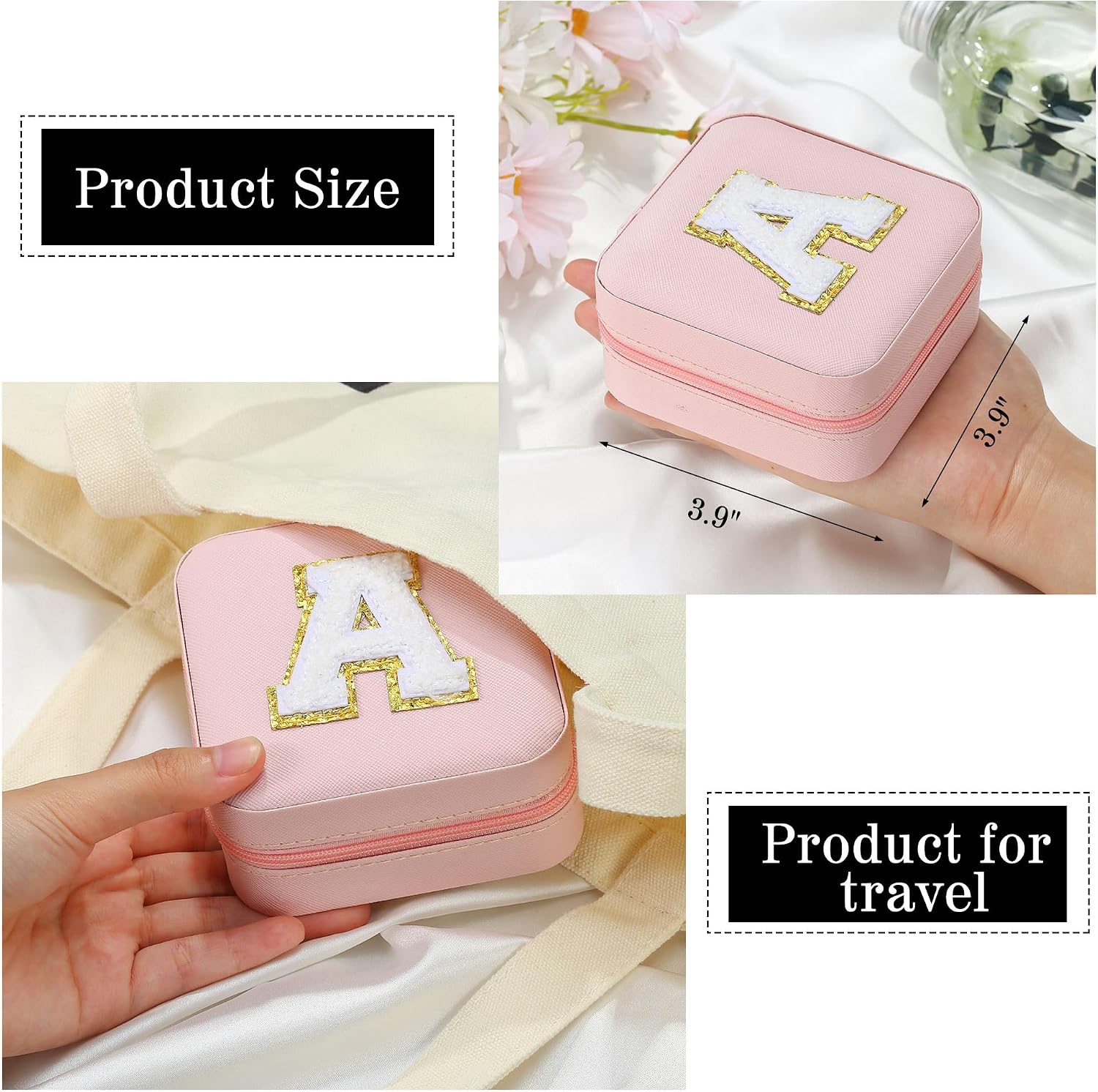 TINGN Jewellery Box Girls, Travel Jewellery Storage Pink Jewellery Box Letters L Jewellery Box Children Personalised Jewellery Storage Personalised Gifts for Women Girls Children – Bild 4