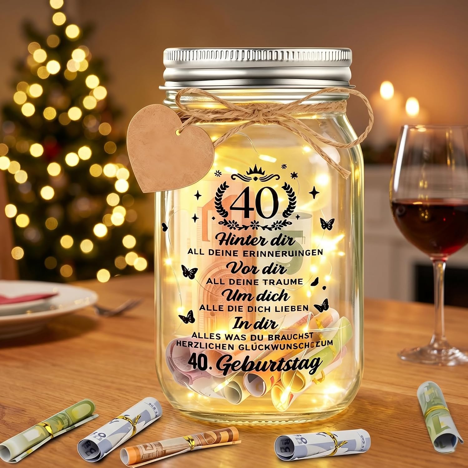 Johiux LED Bottle Light with Positive Potato Bee for 40th Birthday Woman Man Pocket Hug Positive Lucky Charm Bee Birthday Card Funny Money Gifts 40th Birthday – Bild 7