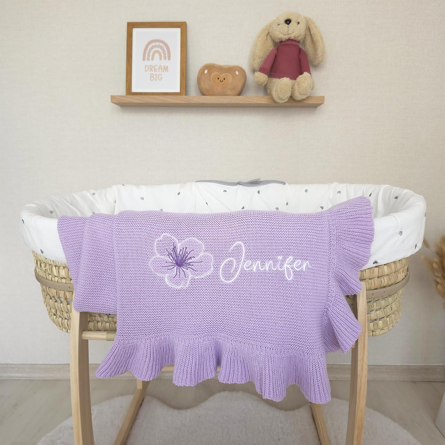 Baby Blanket Embroidered with Name 100 x 80 cm 100% Cotton – Bild 5
