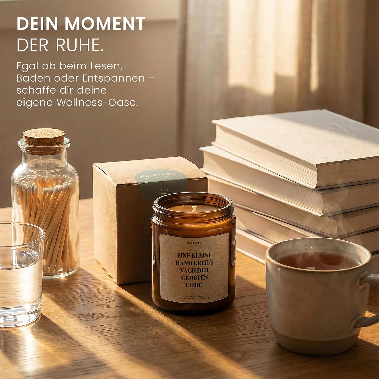 Eine kleine Hand griffift nach der größten Liebe Scented Candle with Saying as a Gift for Mum, Expecting Parents, Loving Gift Idea for Birth, Candle in Glass with Floral Fragrance – Bild 5
