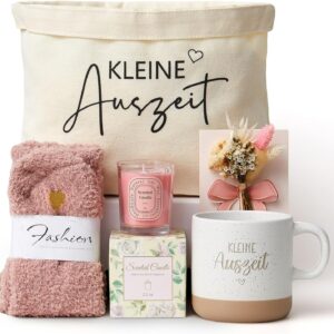 Xuniea Kleine Auszeit Gift Basket, Wellness Gifts for Women, Rose Pink