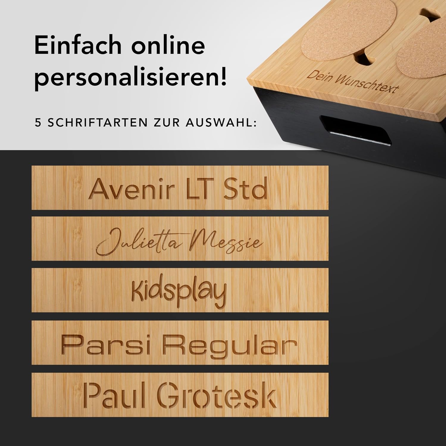 Bamboo Coffee Bar Snack Box - Couch Bar Personalised with Gift Box – Bild 2