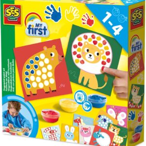 SES Creative My First Finger Painting Set Animals for Children Creative Art Games 10 Pages Motor Development Washable Paint Made in the Netherlands for Children from 1 Year