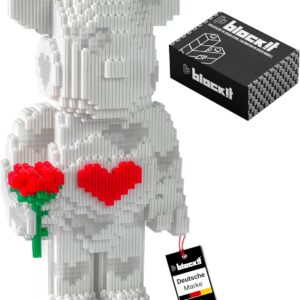 block!t Eternal Love Bear 3D Building Block Set with LED | The Perfect Date Night Gift for Couples | Joint Project for Anniversary & Wedding | Includes Greeting Card & Sticker