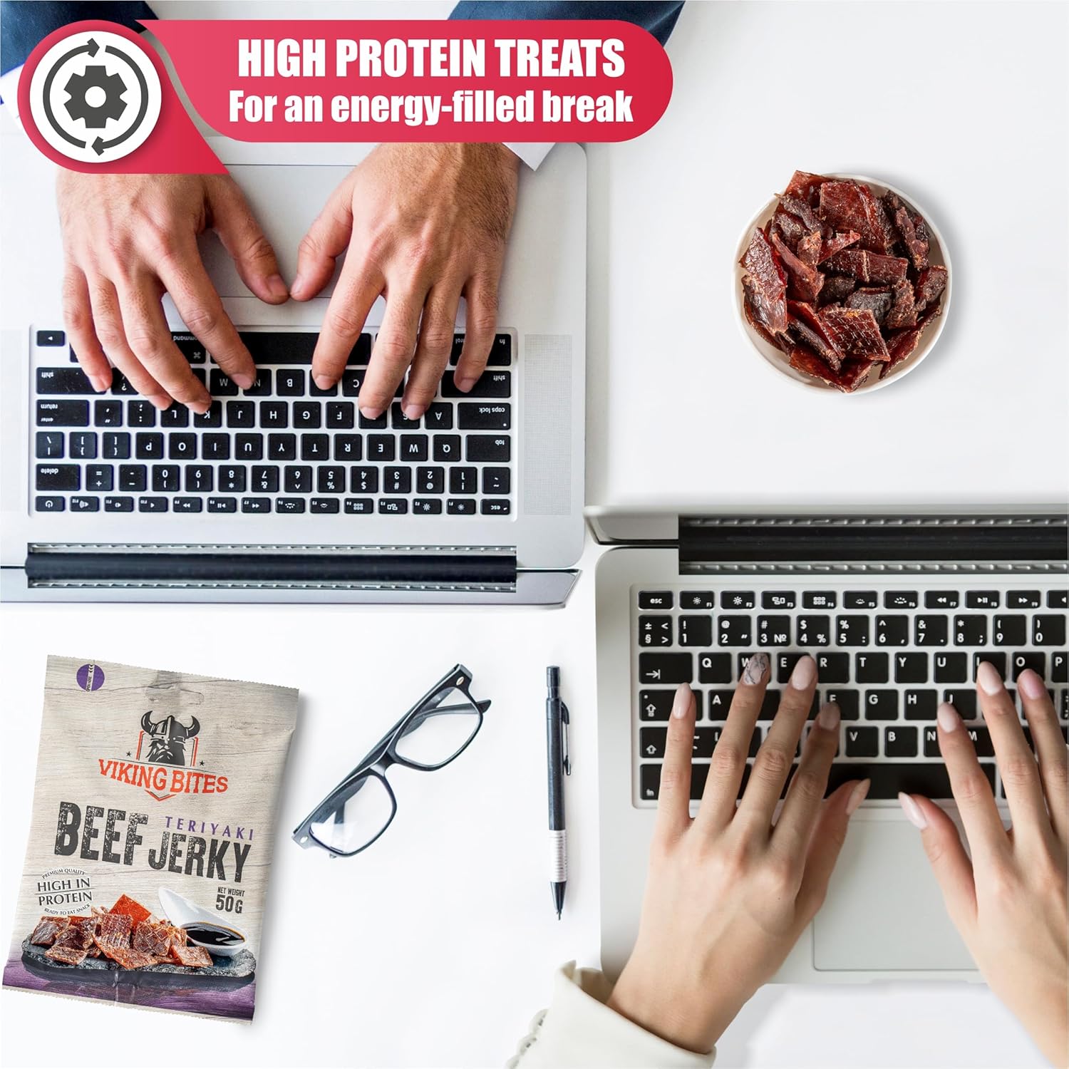 Viking Bites Beef Jerky Teriyaki 400 g (8 x 50 g) - Dried Beef - Meat Snack with High Protein Content – Bild 7