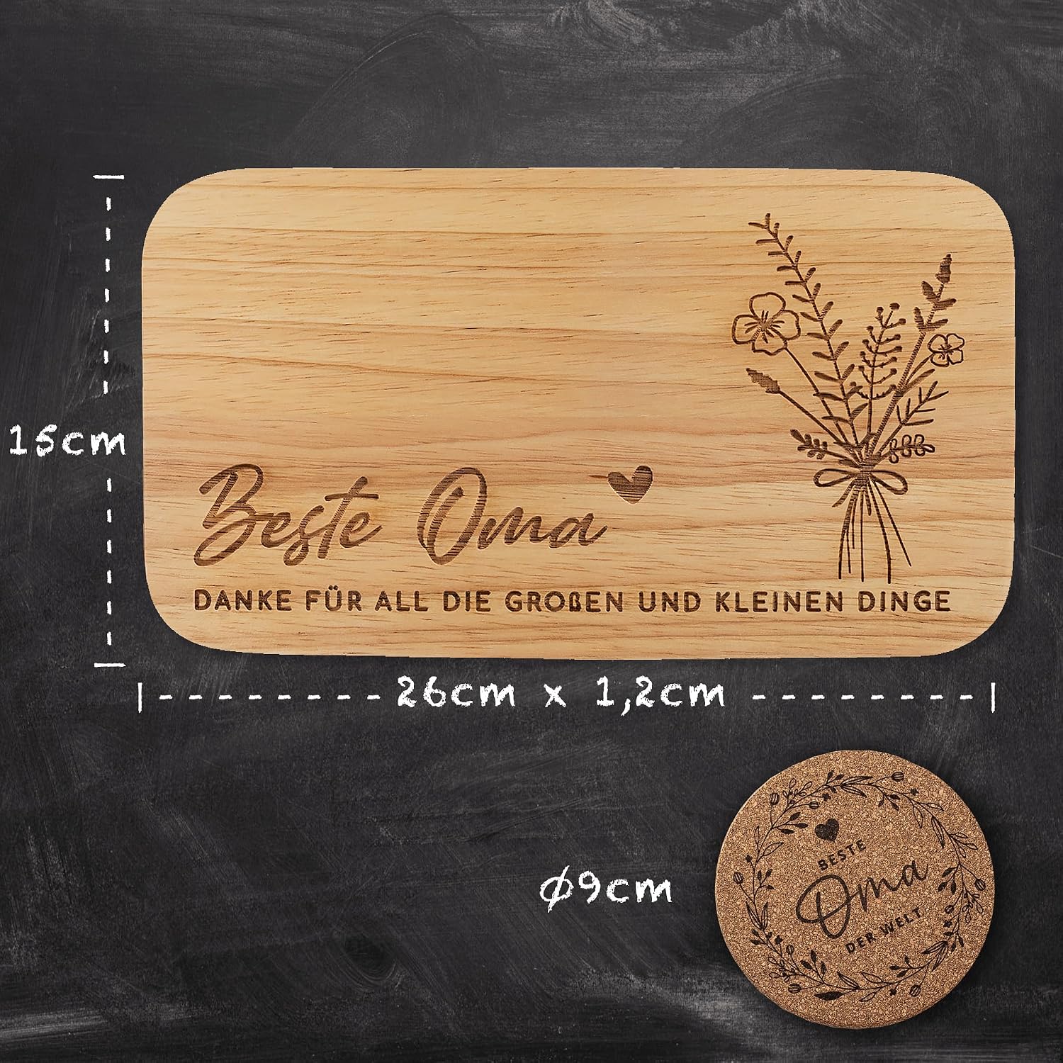 kupi Gift Set Grandma and Grandpa Gifts for Grandparents | Board Grandma and Grandpa Breakfast Board with Engraving | Gift Wooden Board Set – Bild 3