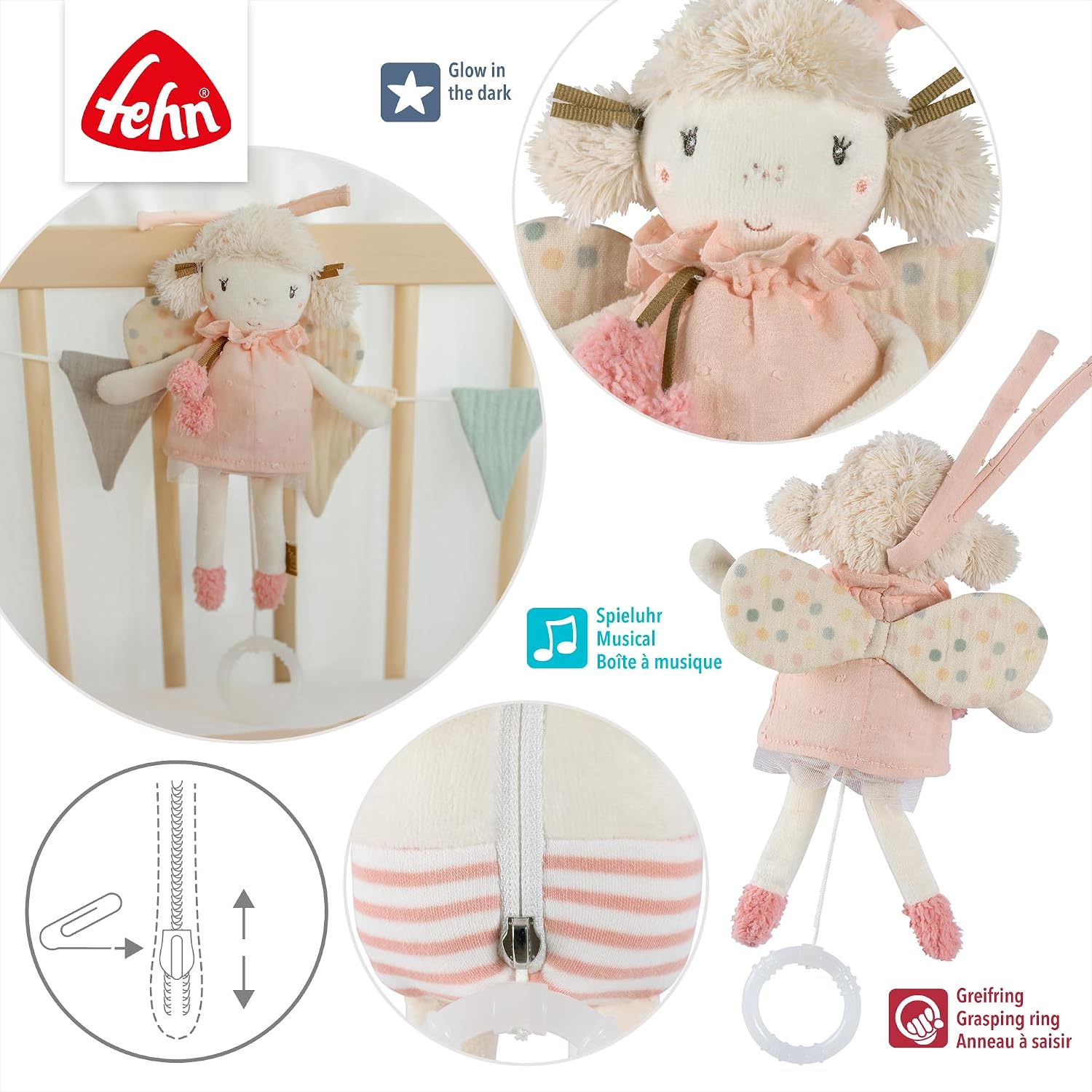 Fehn Mini Fairy Musical Box - Cuddly Toy & Sleep Aid for Babies – Bild 5