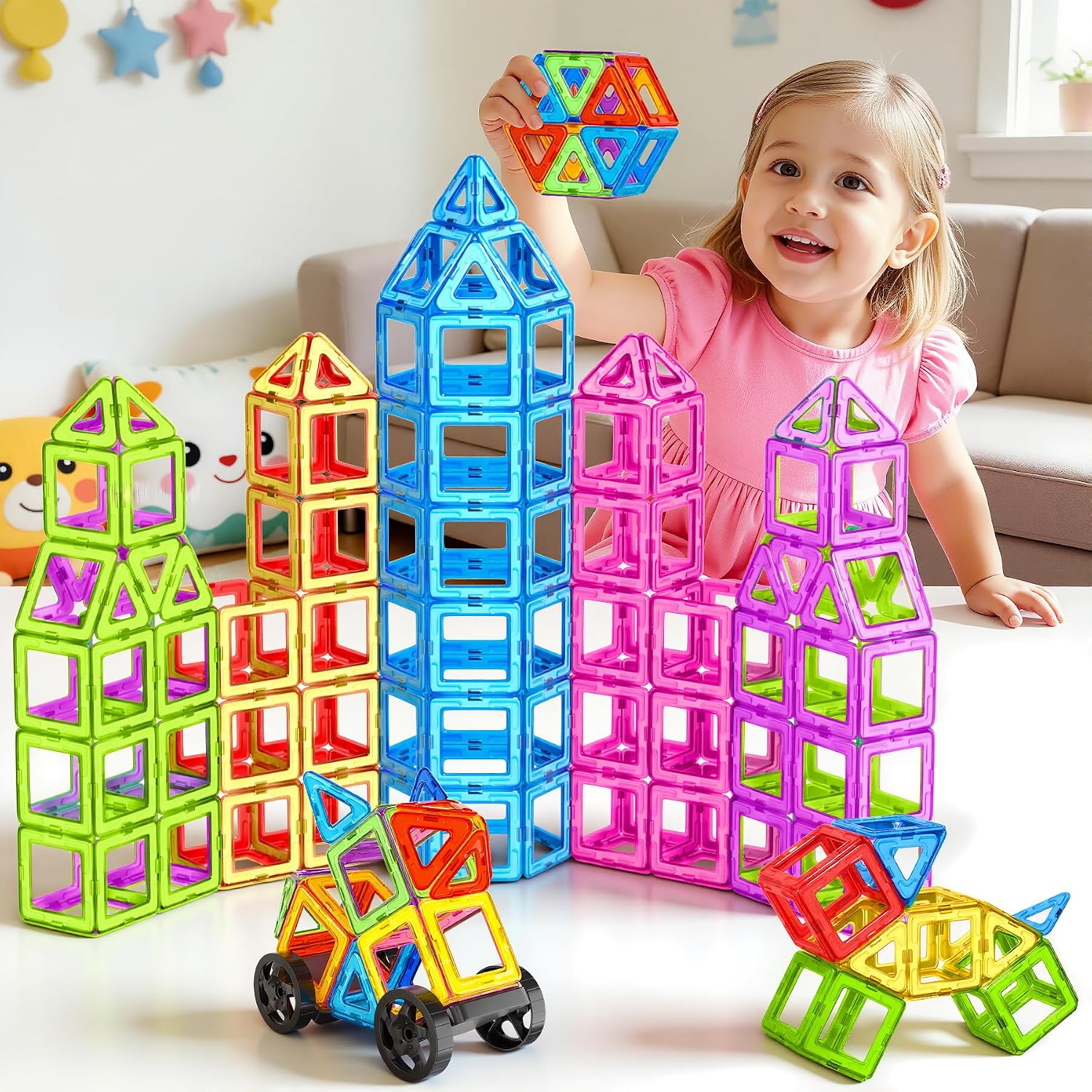 WOOBLO Magnetic Building Blocks, 50 Pieces Magnetic Game Magnetic Building – Bild 6