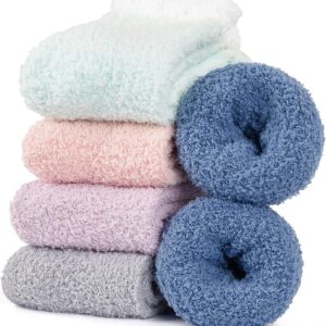 Hocerlu 5 Paar Flauschige Kuschelsocken für Damen Dicke Winter Warm Socken