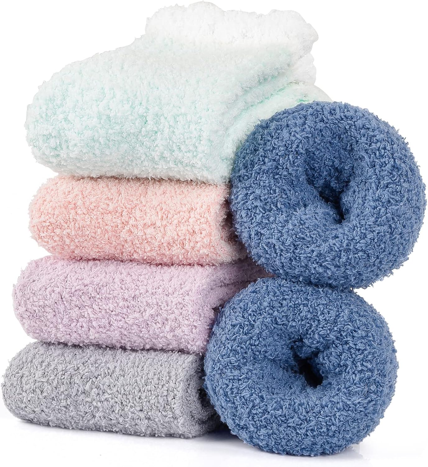 Hocerlu 5 Paar Flauschige Kuschelsocken für Damen Dicke Winter Warm Socken