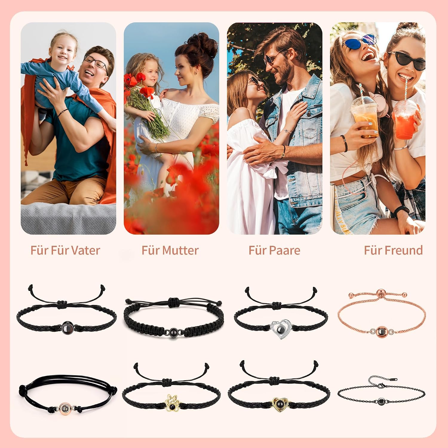 Easycosy Personalised Projection Bracelet with Photo and Image in Stone, Customised Photo Bracelet with Own Photo, Christmas Gifts for Women, Men, Girlfriend, Mum, Dad – Bild 6