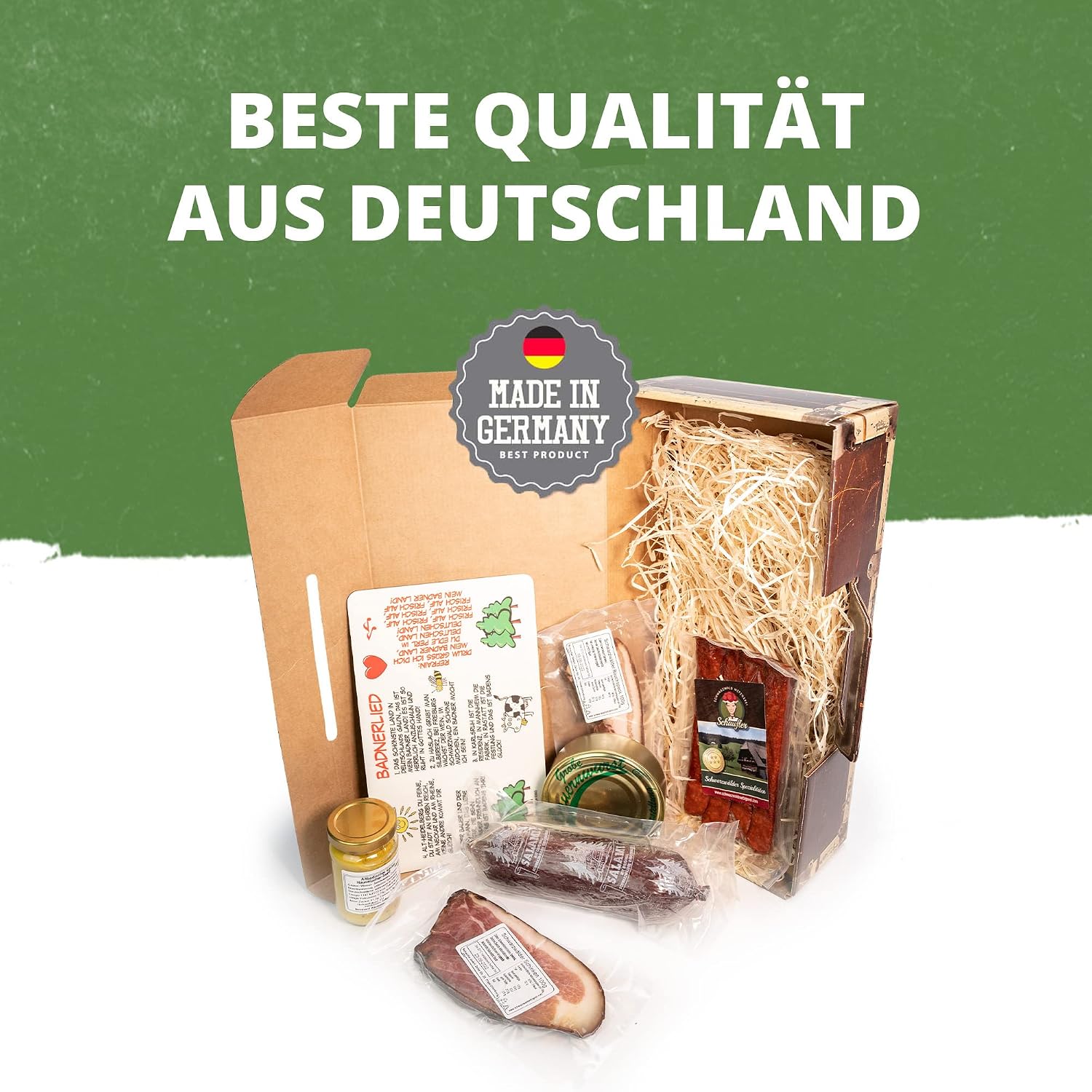 "Badnerlied" Suitcase - Gift Basket with Board - Ham and Salami 7 Pieces - Gift Basket with Snack Board and Badnerlied Print – Bild 5
