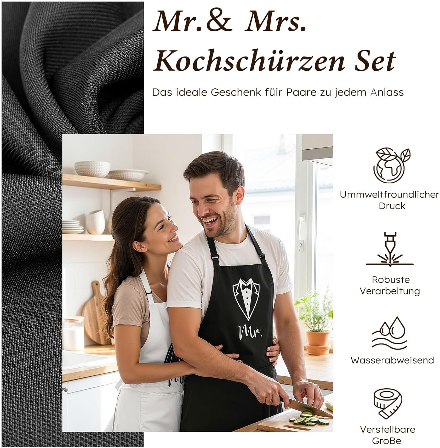 Wedding Gifts for Newlyweds, 6-Piece Mr and Mrs Gift for Bride and Groom Mugs, Apron and Towel, Engagement Gift, Couple Gifts, Anniversary Gift for Wedding, Engagements – Bild 5