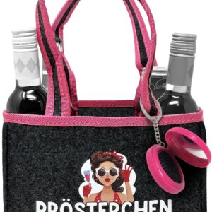 Longfair Funny Handbag Made of High-Quality Felt for 6 Bottles or Cans | Funny Tote Bag for Men and Women
