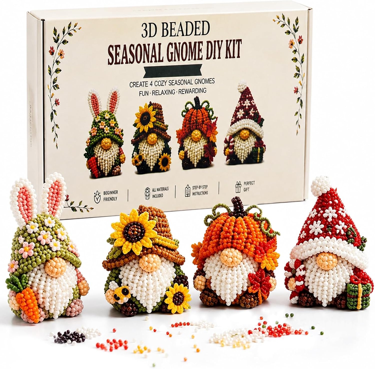 Zovienono 3D Beads Gnome DIY Set - 4 Seasons Gnome Craft Set