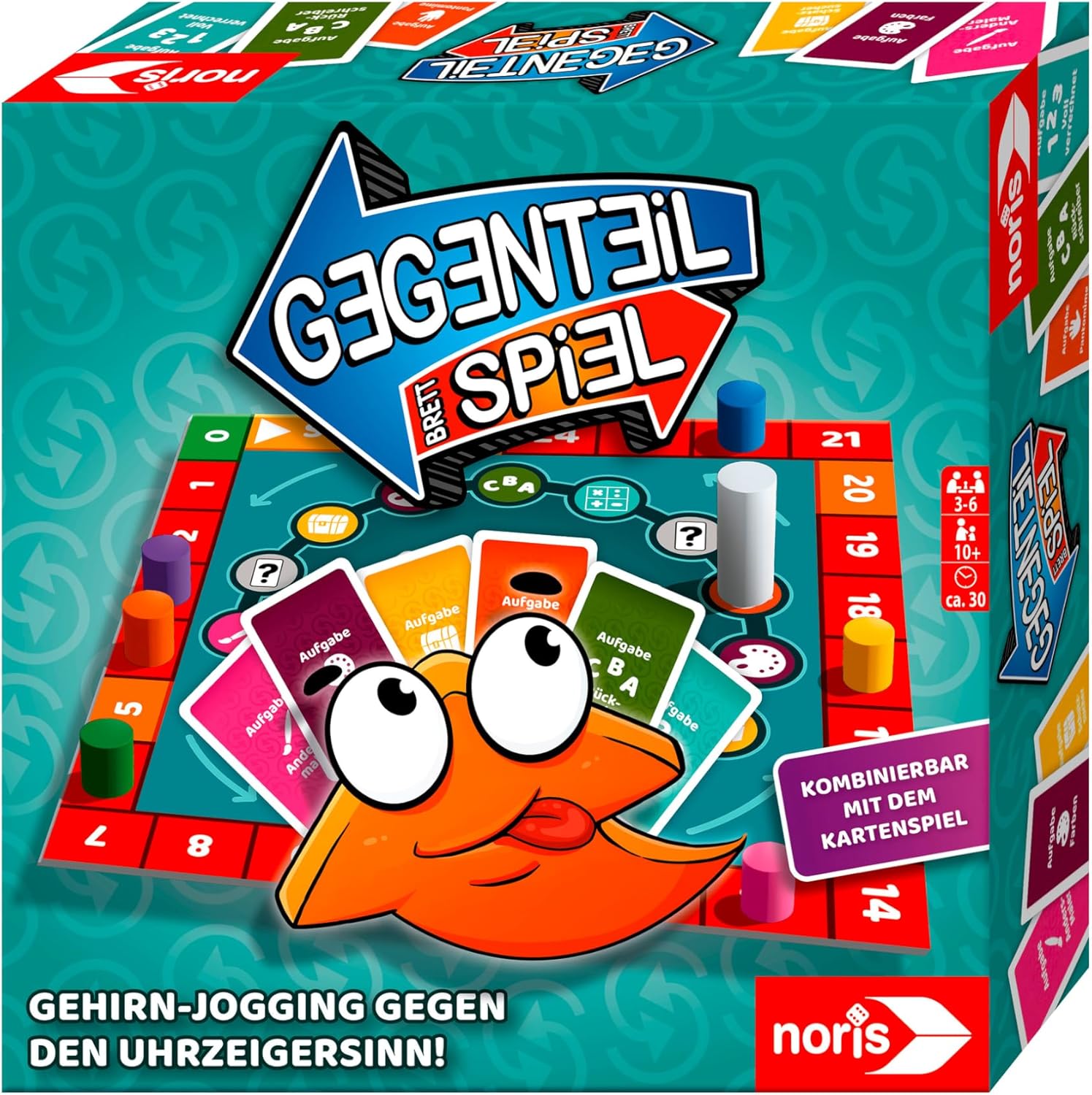 noris Opposite Board Game - Funny Communication and Reaction Game for Families and Friends, Fast Party Game with Crazy Answers, Can be Combined with Opposite Card Game, from 10 Years