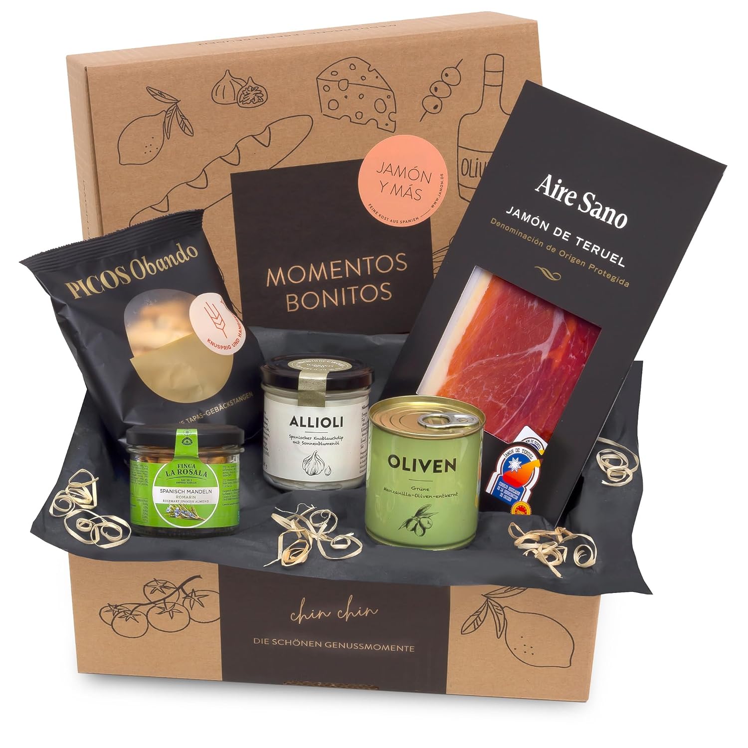 jamon.de Jamon Y MAS Tapas Gift Box Jamón de Teruel, Allioli & Almonds