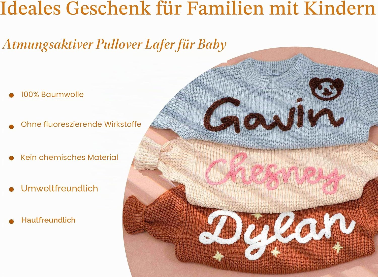 Personalised Baby Knitted Jumper, Custom Baby Jumper with Hand Embroidered Name, Toddler Gift – Bild 2