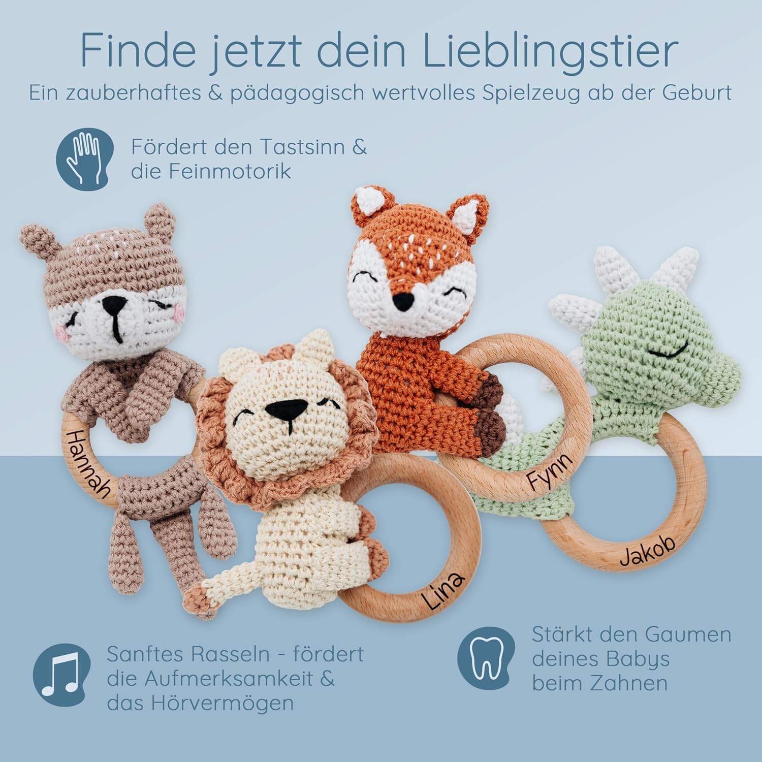 Bärenfreunde Grasping Toy, Baby Rattle, Teething Ring Baby Personalised – Bild 5