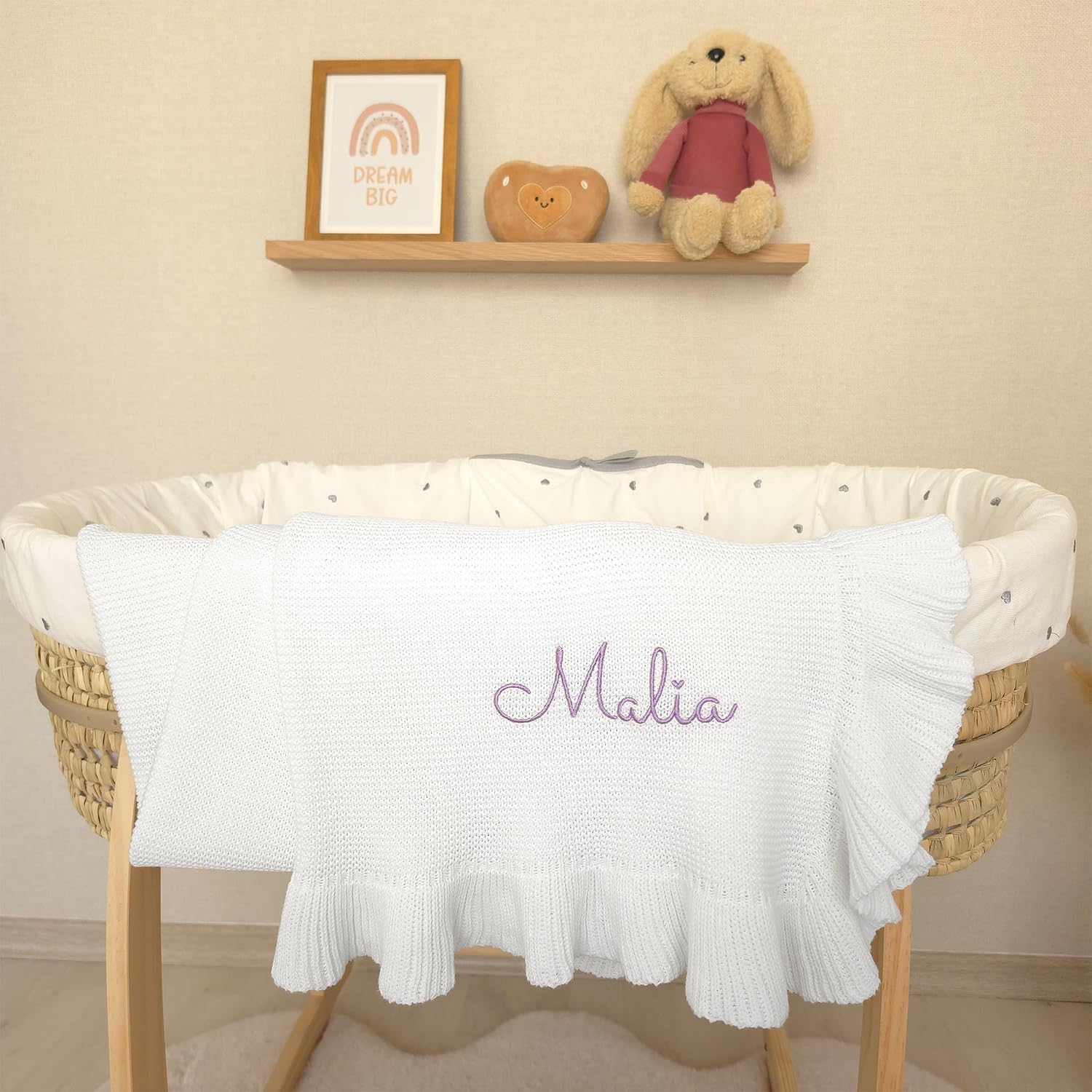 Baby Blanket Embroidered with Name 100 x 80 cm 100% Cotton – Bild 7