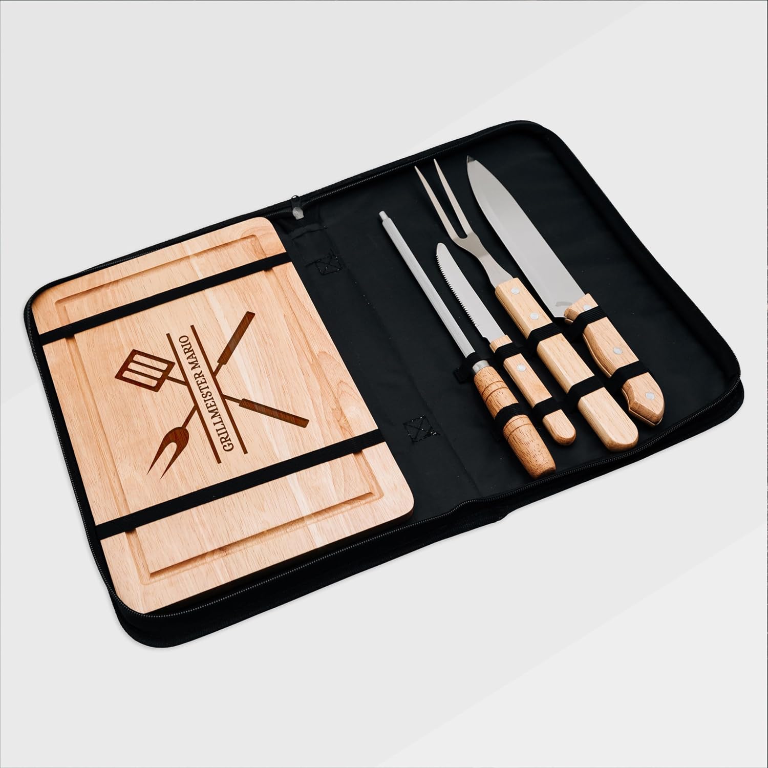 Adventernah Barbecue Cutlery Set, Personalised Barbecue Set, Chopping Board – Bild 5