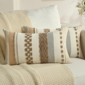 FUTEI Cushion Cover 30 x 50 cm Boho Tufted Set of 2 Cushion Covers, Brown
