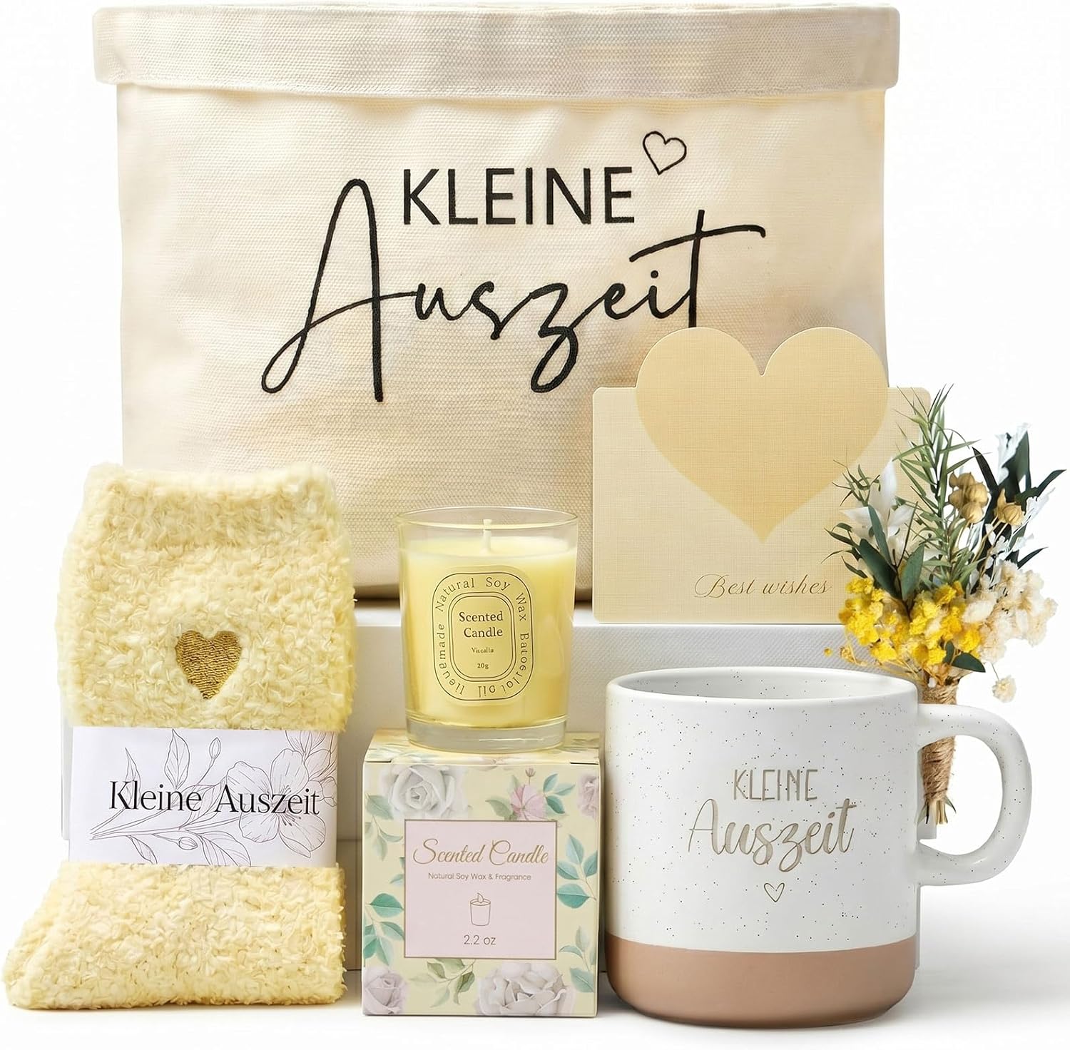 Xuniea Kleine Auszeit Gift Basket Women Wellness Gift Vanilla Yellow