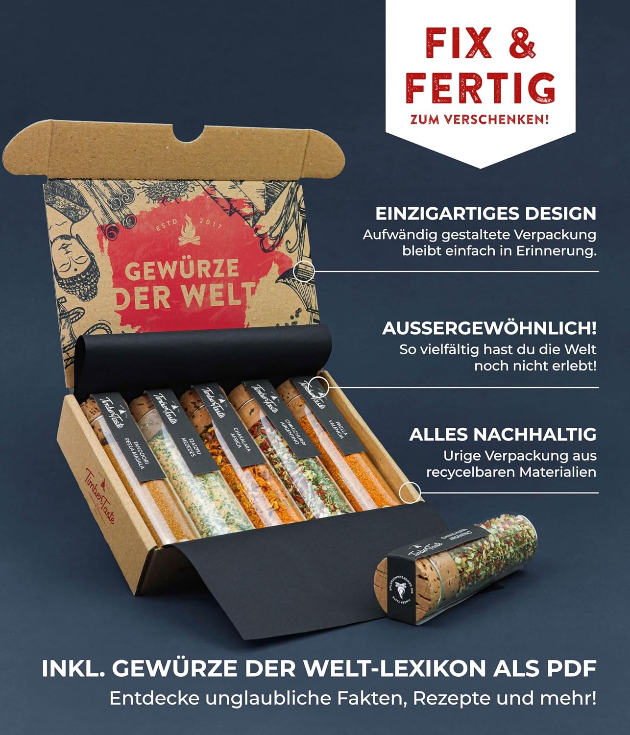5 Spices from Around the World, Spice Gift Set with Spice Dictionary (PDF) (English not Guaranteed), Special Spice Set Gift, 5 Rare Spices in One Spice Set, Gift for Chefs, Exotic Spices – Bild 2