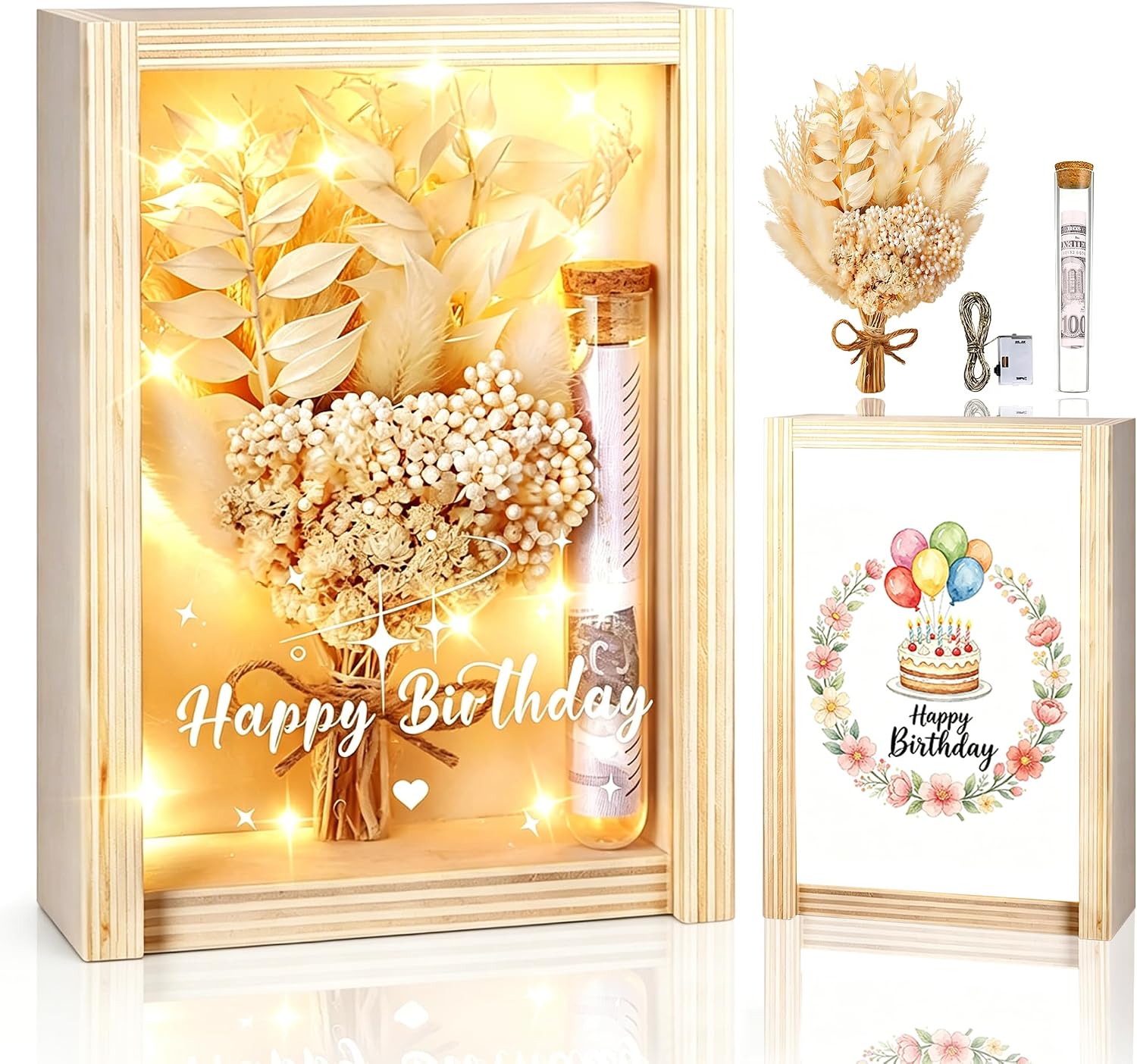 Money Gifts Birthday Money Gifts Wooden Box with LED