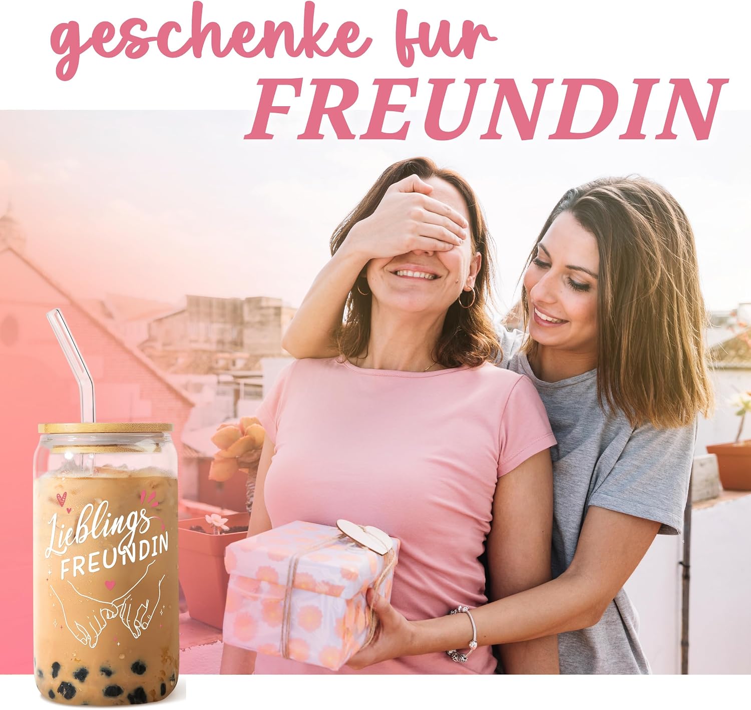 Best Friend Gift - Friendship Tumbler with Lid & Straw – Bild 2