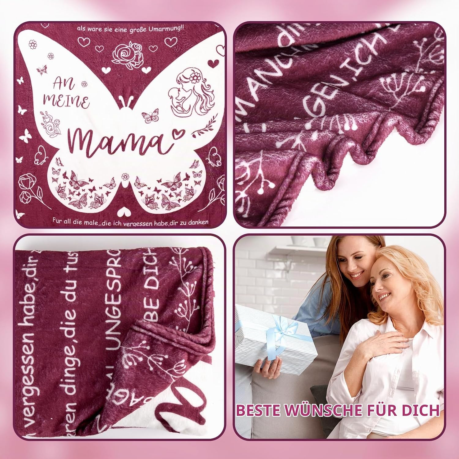 Charfia Mother's Day Gifts for Mum, Cuddly Blanket Gifts for Mum, Mum Birthday Gift, Best Mum Blanket Gift, Mother's Day Valentine's Day Christmas 1.3 x 1.5 m Blanket – Bild 7