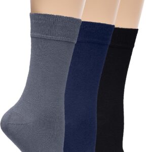 Hugh Ugoli Ladies Thin Soft 3 Pairs Crew Dress Socks 3-6/6-9