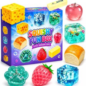 8 Piece Squishy Fun Box Mystery Set, Blind Box Malt Sugar Creative Slow-Return Squishies Pack, Fidget Relief Hand Relax Desk Decor Party Favor Gifts for Adult (#A)