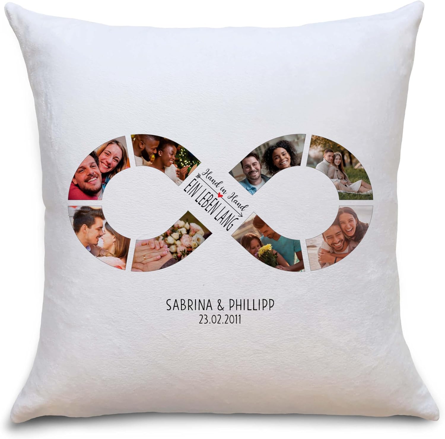 OWLBOOK Photo Cushion Photo Gifts with Own Photo Personalised Gifts for Men and Women Hand in Hand Fluffy 40 x 40 cm