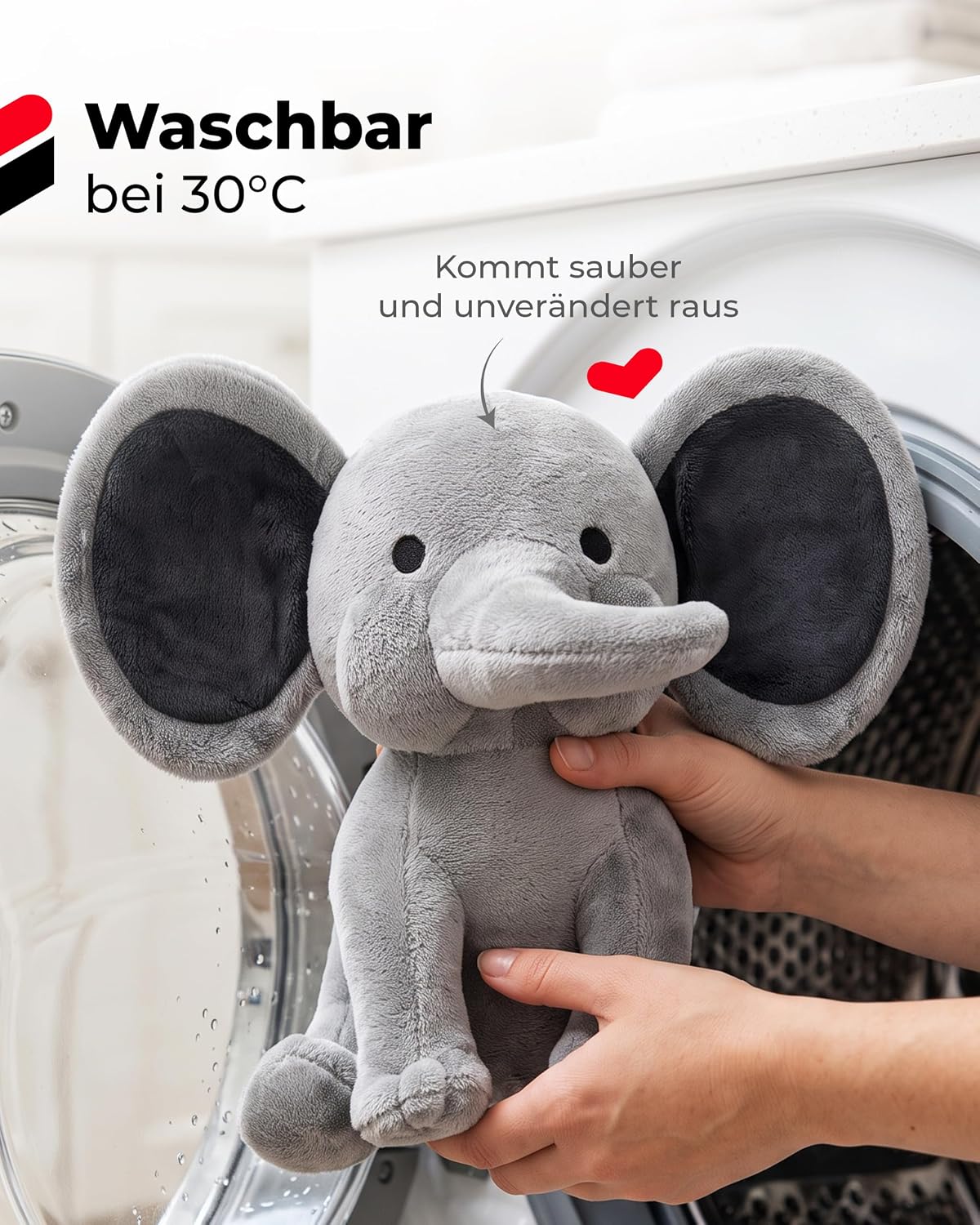 Plush Toy - Personalised Baby Gift for Birth Boy Decoration Elephant Cuddly Toy with Birth Data Stuffed Toy Name Date Weight Gift Christening 1st Birthday Godchild Son Grey Blue (25 cm) – Bild 6