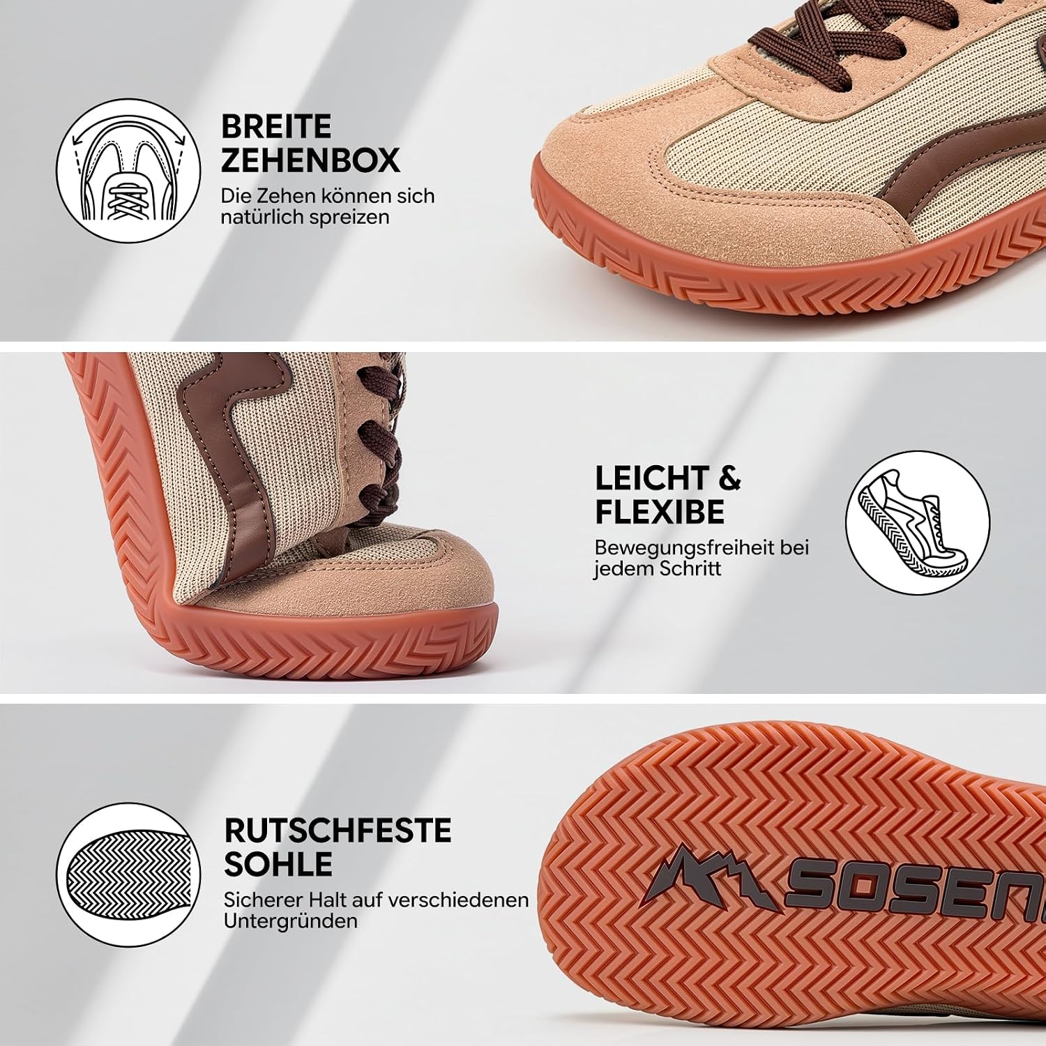 Sosenfer Barefoot Shoes Women's Men's Minimalist Trainers Lightweight Retro – Bild 5