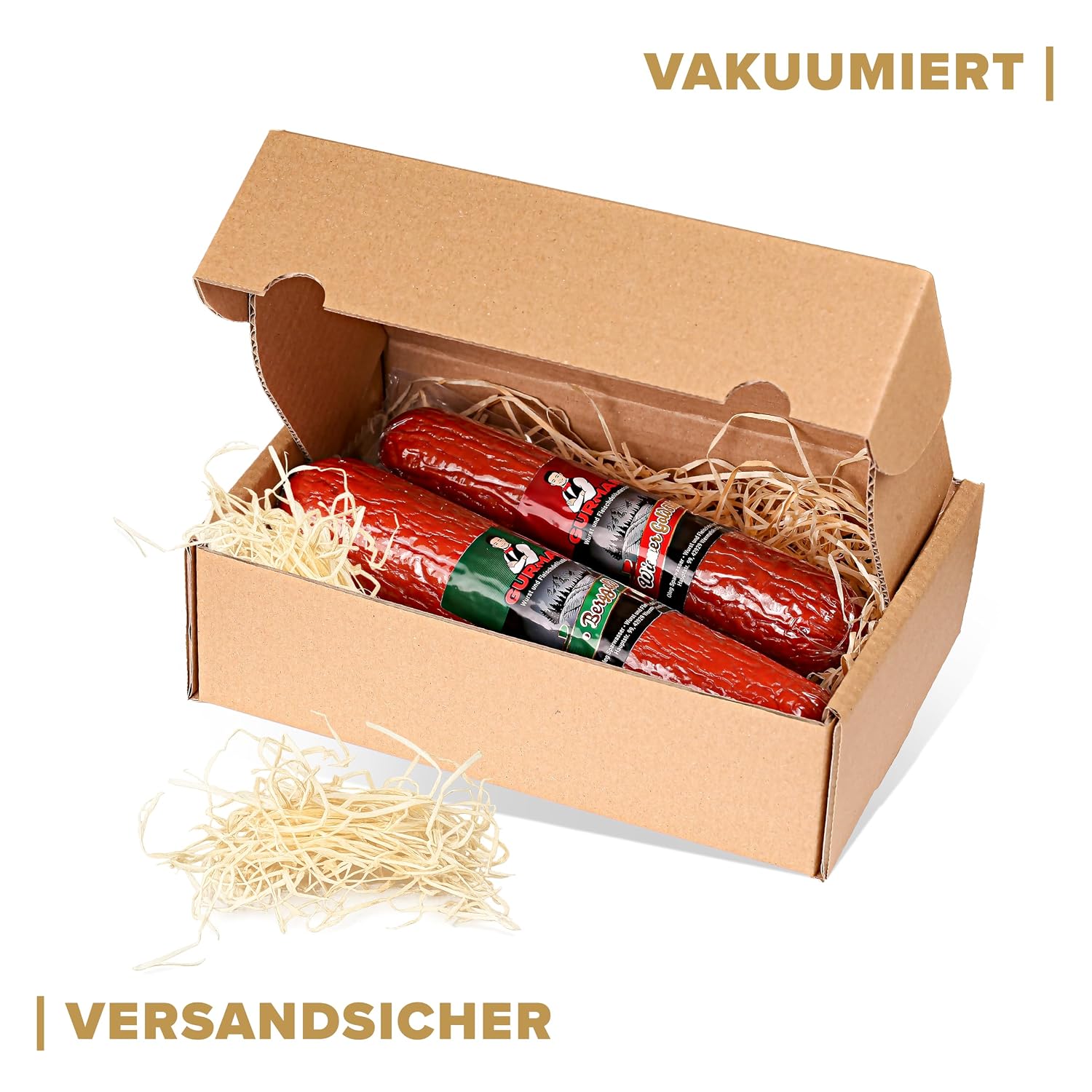 Salami Gift Box Tasting Box 700 g - Sausage Gift Set with 2 Cooking Salami Varieties (Berggold 400 g and Vienna Gold Piece 300 g) - Delicatessen Tasting Package - GURMAN – Bild 2