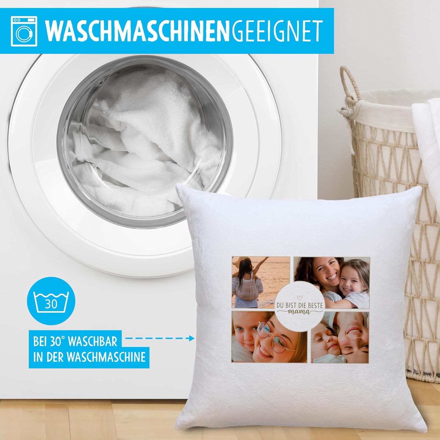 OWLBOOK Gifts for Mum | Raster du bist die Beste Mama | Fluffy 40 x 40 cm – Bild 5