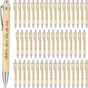 Tenare Pack of 50 Beautiful Dass du da Bist Wooden Ballpoint Pens for