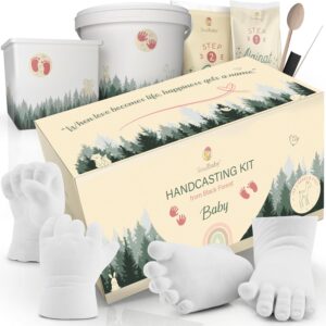 SOULBABY Plaster Cast Hand and Foot [4 Imprints] I 100% Made in Germany I Gift Birth Boy & Girl | Footprint & Handprint (Plaster Cast Set Hand and Foot)