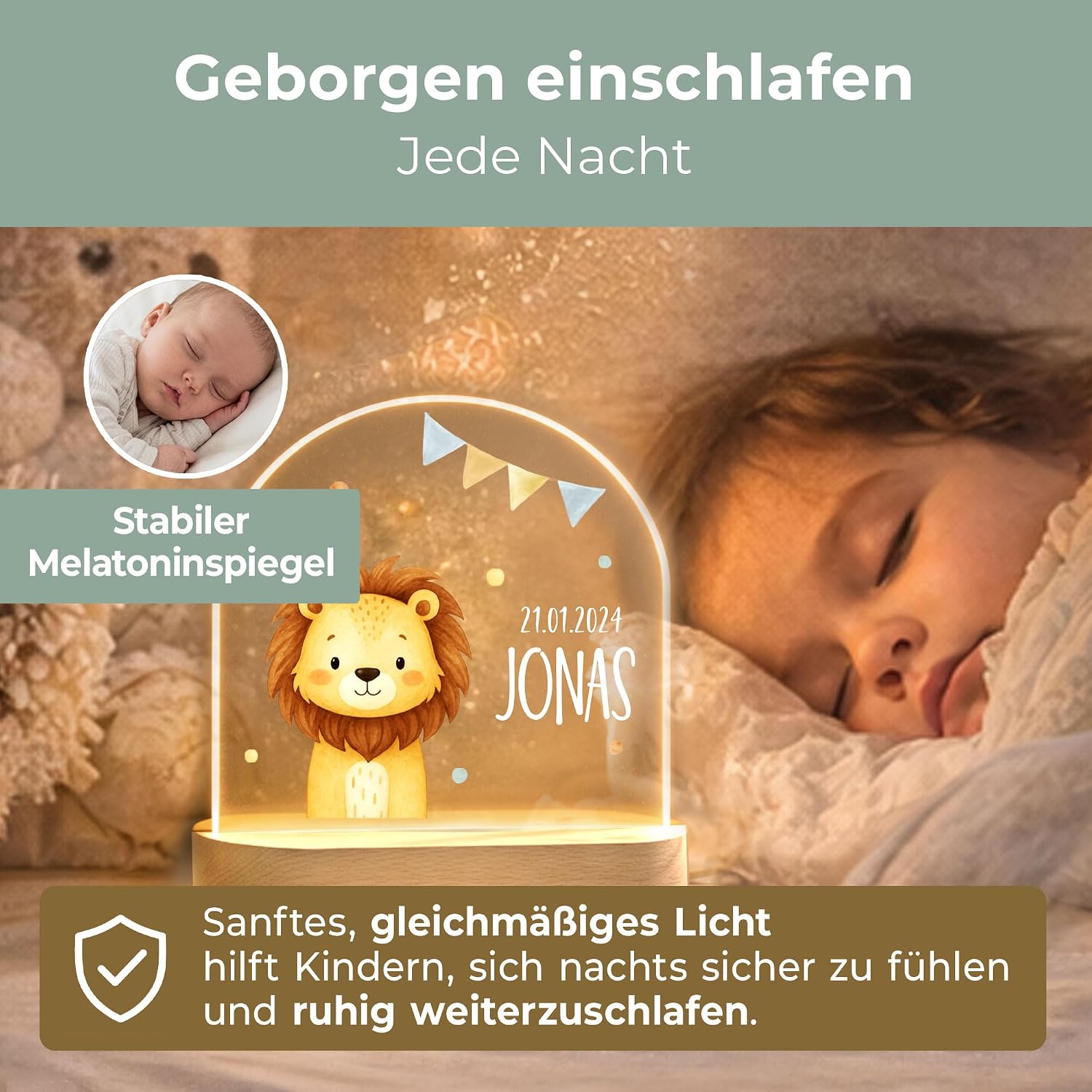 Little Deco Personalised Baby Night Light - Lion – Bild 5