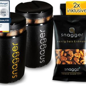 snagger Double Pack Gamer Snack Dispenser Clean Hands for Snacking Peanuts NicNacs M&M Gift Gifts for Men Women Made in Germany (Double Pack Gamer)