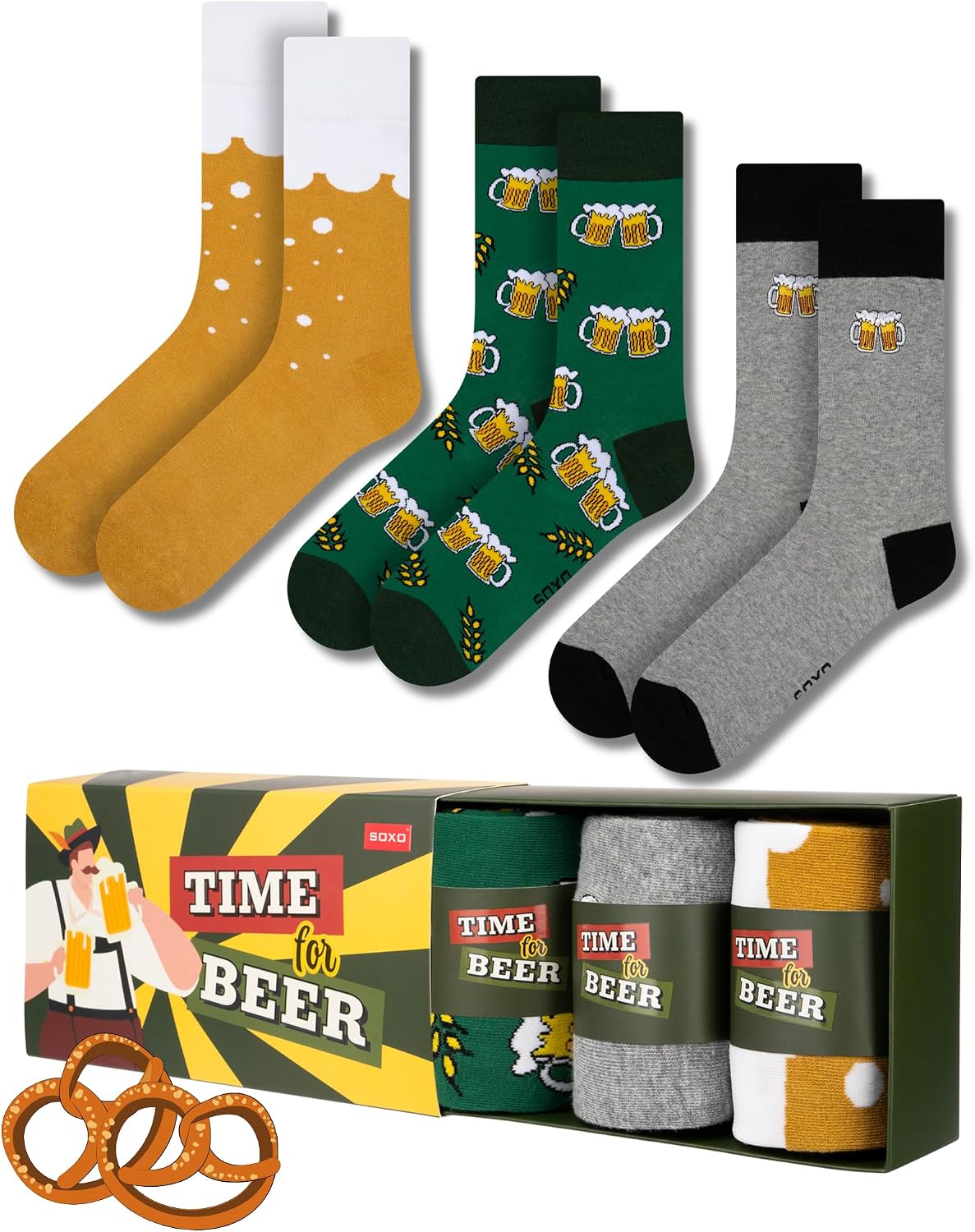 soxo Tin Socks Men's Beer Gifts For Men Funny Sock Gift Summer Socks Men 40-45