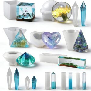 Pack of 13 Epoxy Resin Moulds, Geometric Resin Casting Moulds Made of