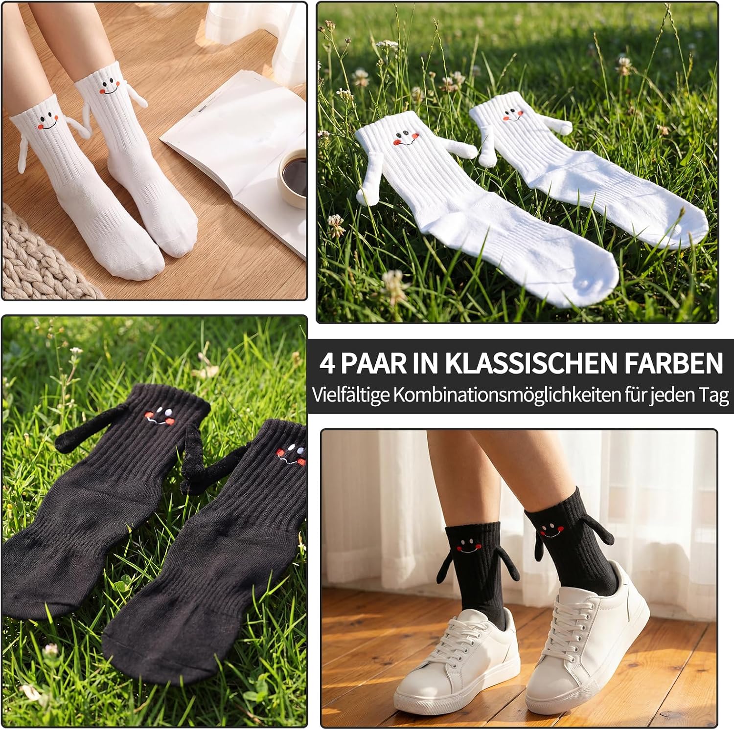 4 Pairs of Magnetic Socks with Hands, 38-42 Funny Socks – Bild 4