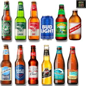 USA Bier Mix – The Most Popular Beers in One Set 12 x 330 ml / 355 ml – USA & Canada – Includes Haus der Biere Berlin Beer Mats