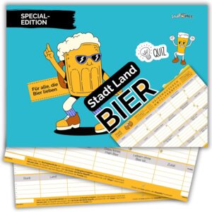 City Country Beer by snaPmee – Beer Quiz for Beer Drinkers – Pub Quiz Game – Gift for Men for Father’s Day – 50 Sheets DIN A4
