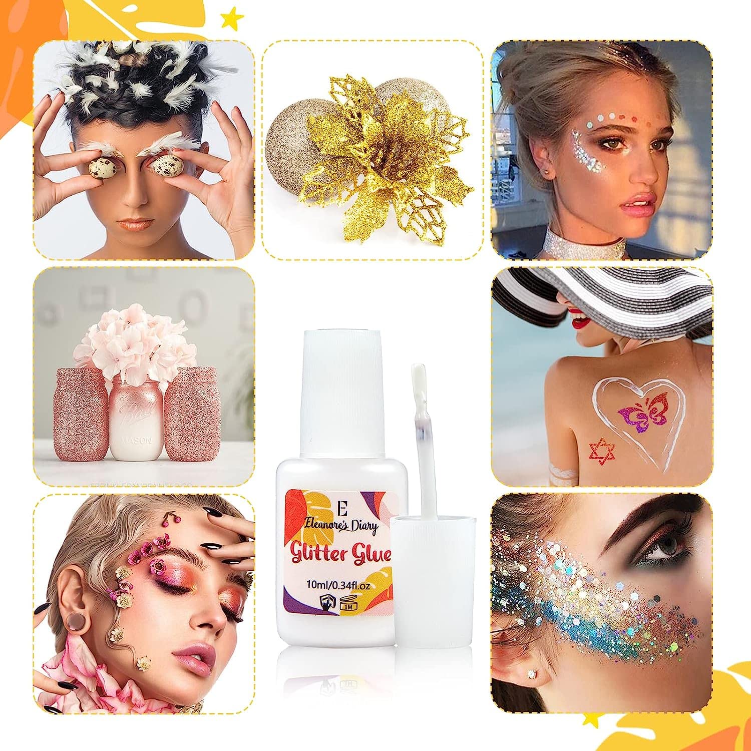 Skin Glue for Glitter Tattoos, 10 ml x 2 Glitter Glue, Odourless and – Bild 5