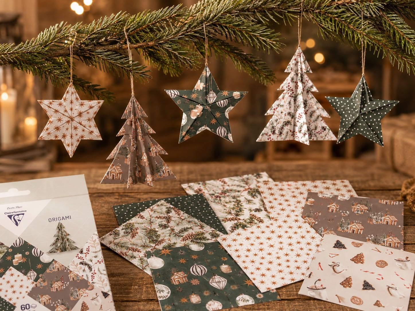 Clairefontaine 95638C 60 Sheets Origami Paper 15 x 15 cm 70 g Christmas Cosy – Bild 5